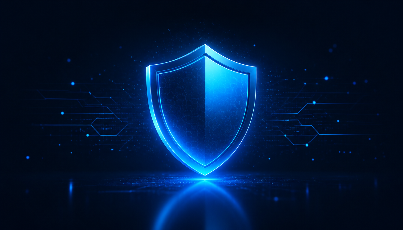 Ilustrație Zenya Protect cu un scut digital care simbolizează protecția cibernetică